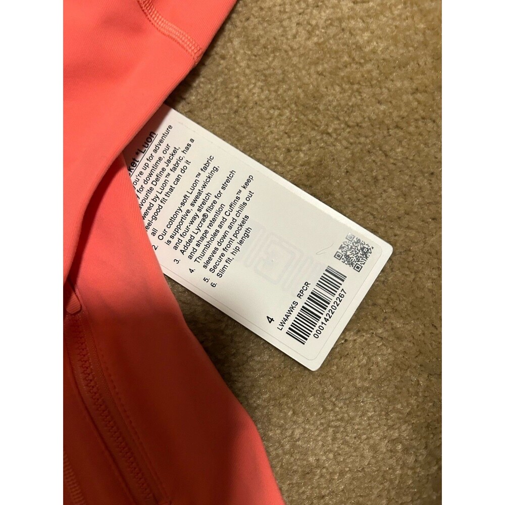 NWT Lululemon Define Jacket *Luon Size 4 Raspberry Cream RPCR - Picture 7 of 10